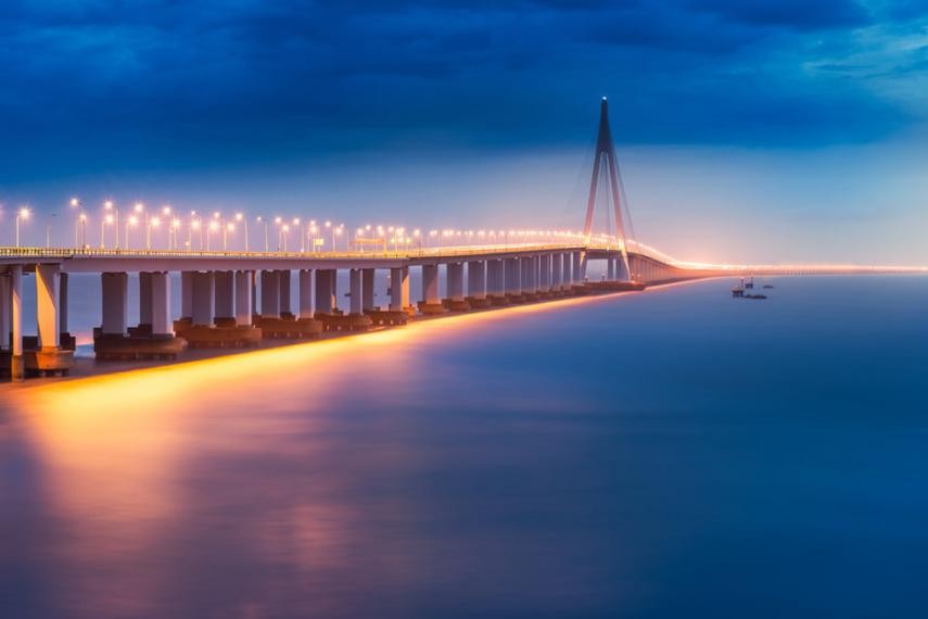 8. Ponte da baía Hangzhou, China 8. Ponte da baía Hangzhou, China