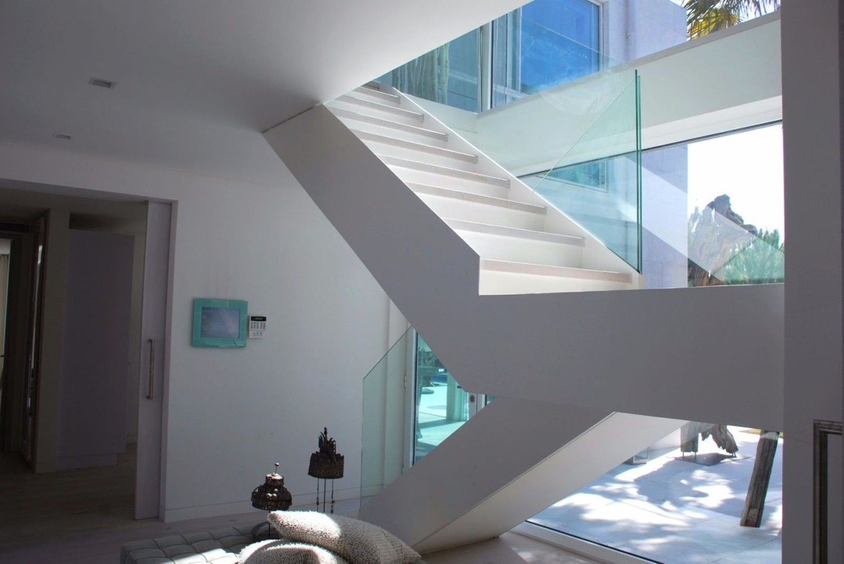 Staircase with big windows