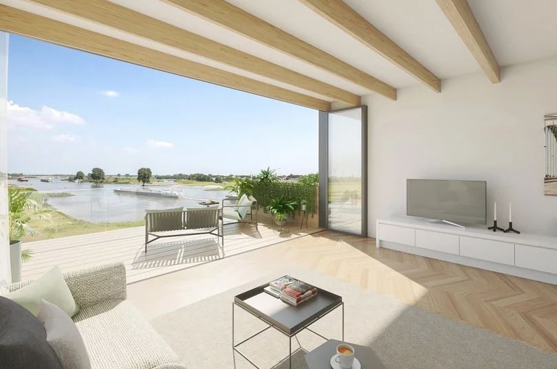 O interior das casas com vista para o rio Lek O interior das casas com vista para o rio Lek