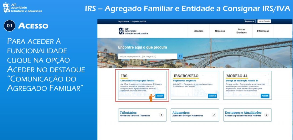 IRS: prazo para atualizar dados do agregado familiar termina a 15 de fevereiro