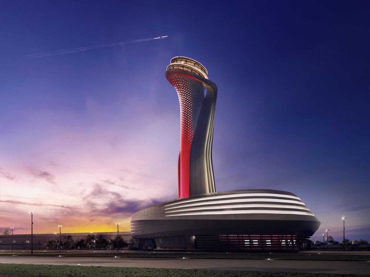 A torre de controlo em forma de tulipa