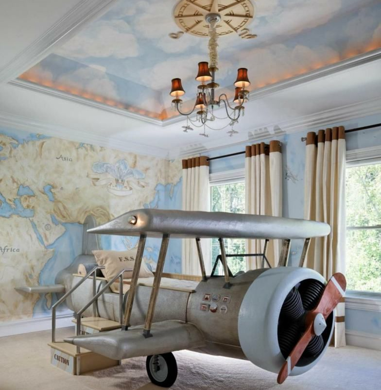 Uma cama em forma de avião