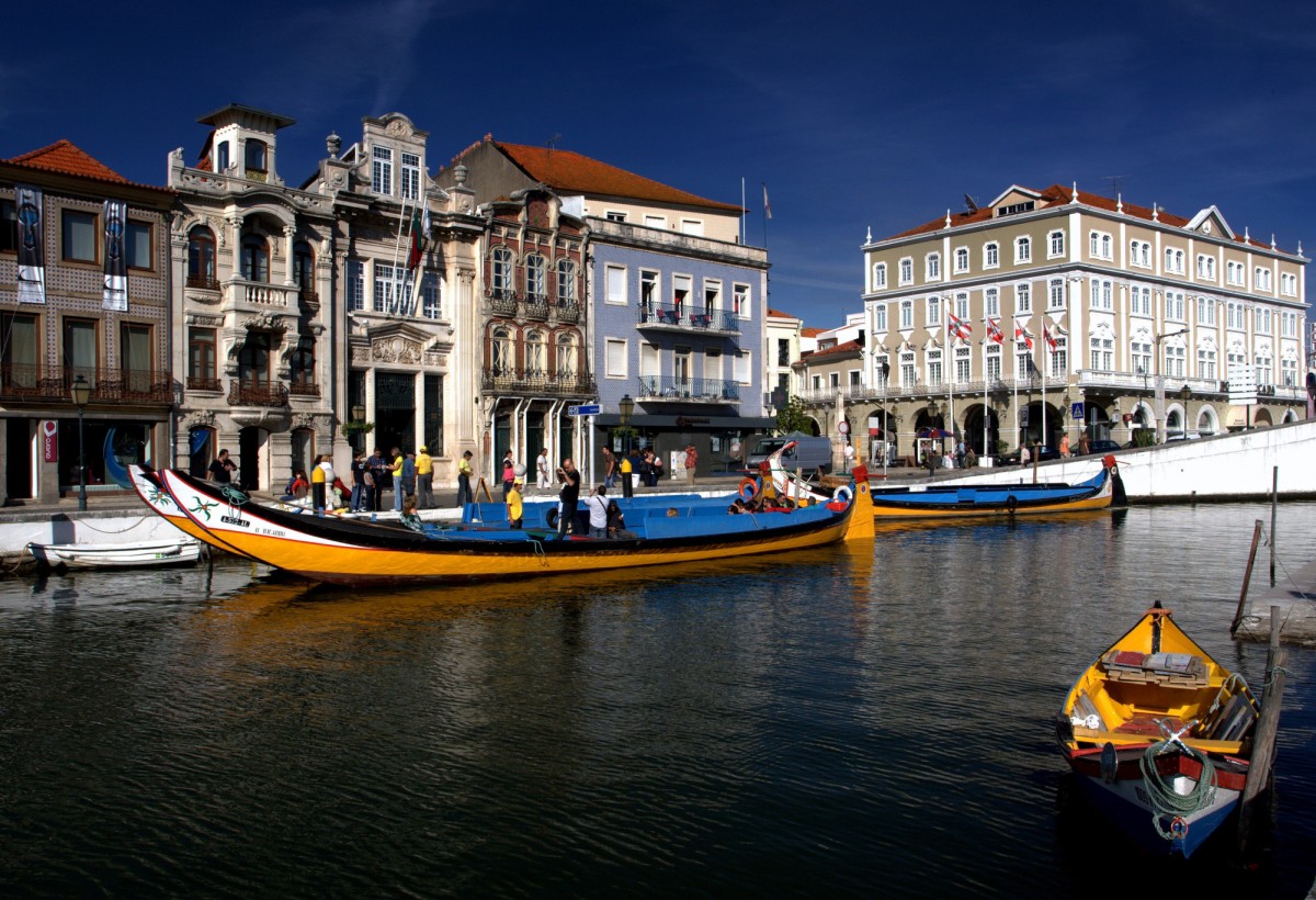 Traditional moliceiros in Aveiro, Portugal 