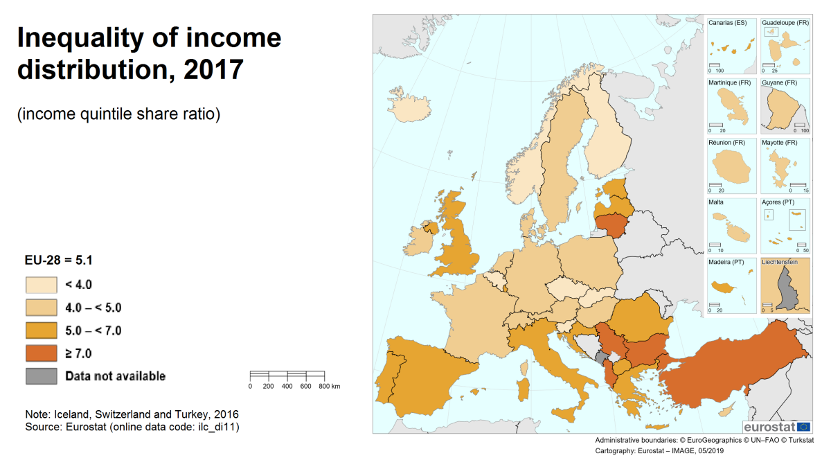 Portugal entre países da UE onde é maior a desigualdade entre ricos e pobres