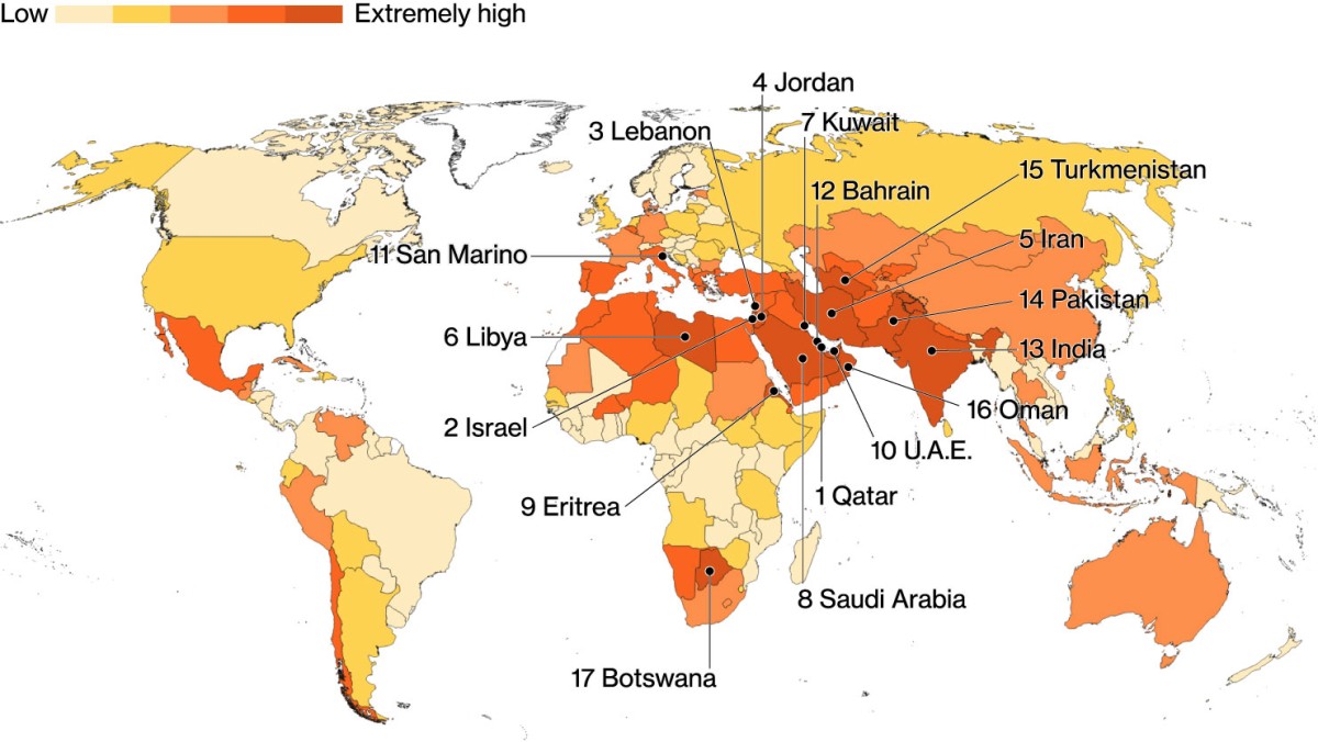 Estes 17 países estão em risco extremamente elevado de escassez de água 