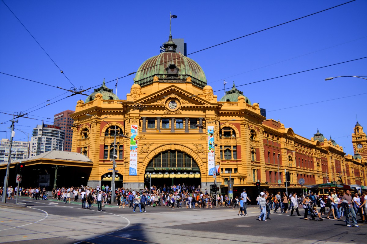 Flinders Street Station, Melbourne, Austrália Flinders Street Station, Melbourne, Austrália