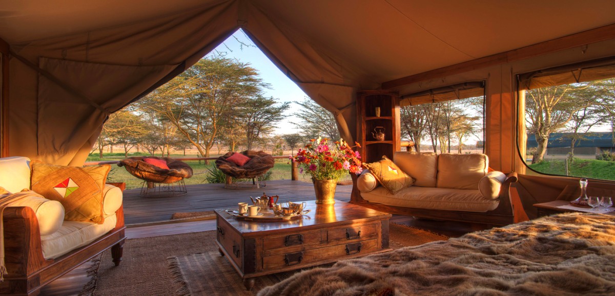 Uma das pequenas cabanas