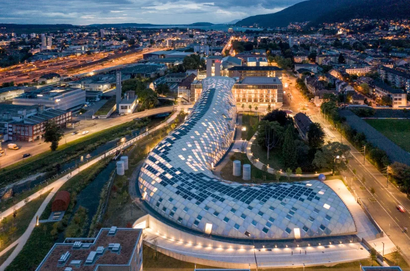 A sede da Swatch vista do céu