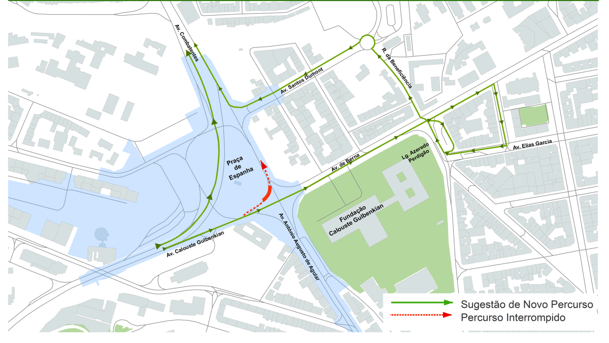 Obras na Praça de Espanha em marcha: trânsito e carros dão lugar a um (grande) jardim