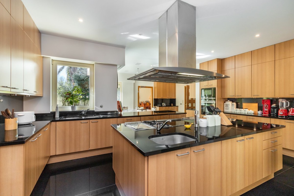 The modern kitchen with cooking island 