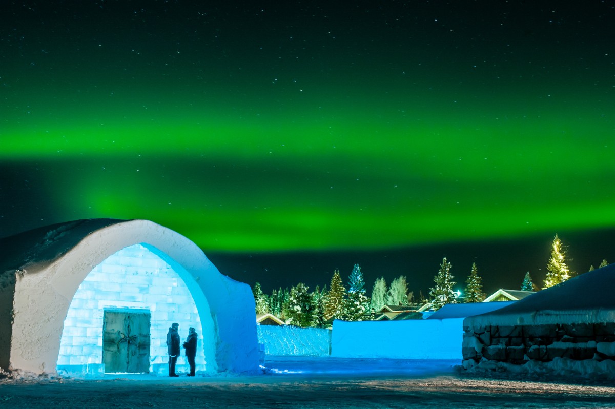 As vistas impressionantes do Ice hotel