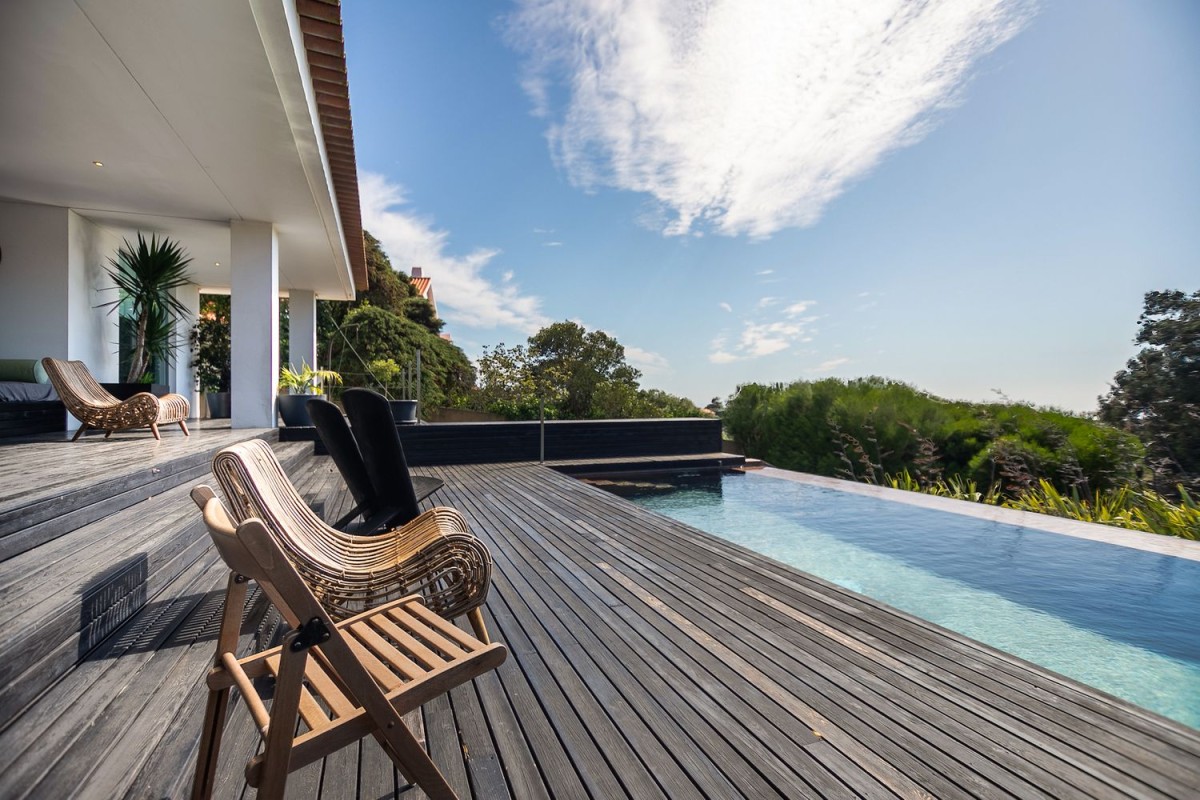 The swimming pool and views seen from one of the terraces