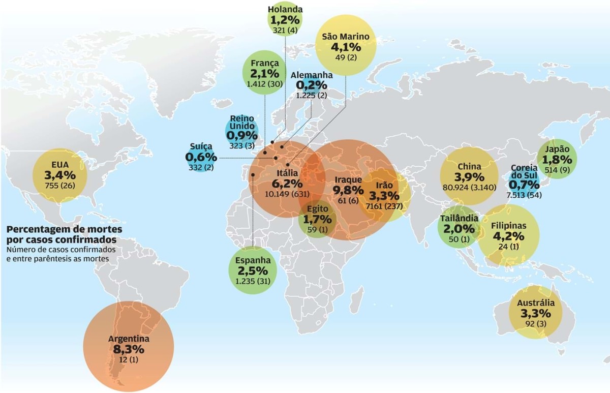 Os efeitos mortais do coronavírus no mundo 