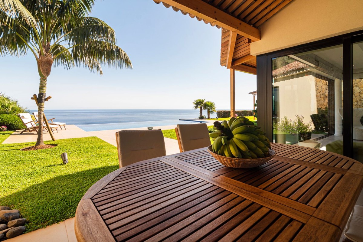 The villa has idyllic terraces with sea views