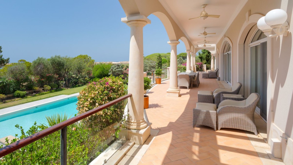 The property has large terraces and a spacious pool