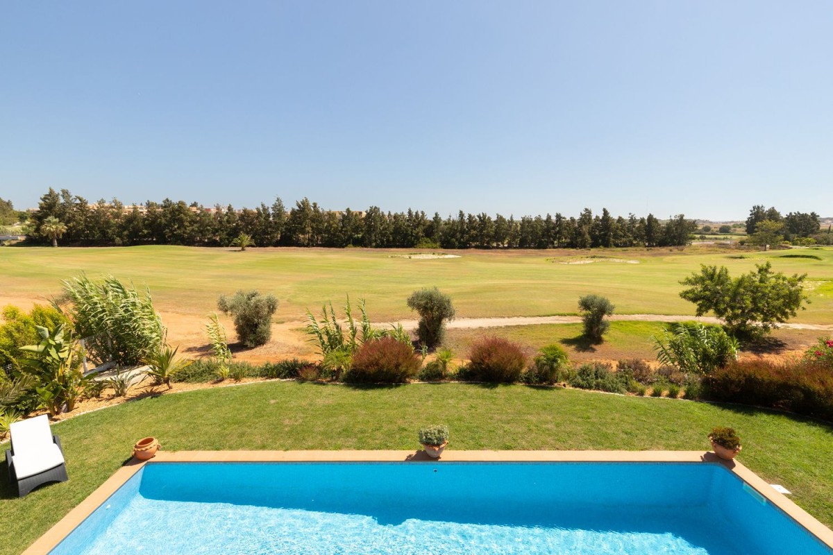 The property has a large pool and beautiful views
