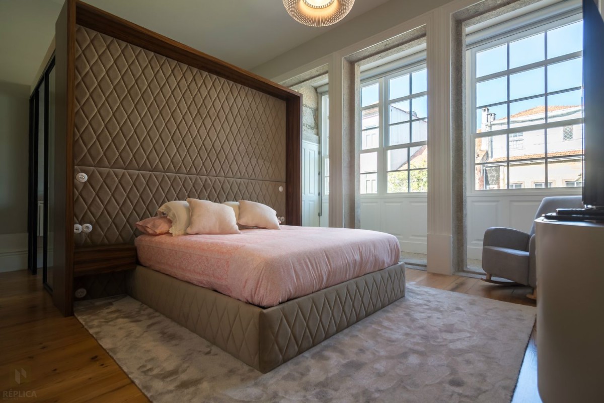 The master suite has a boutique-like vibe