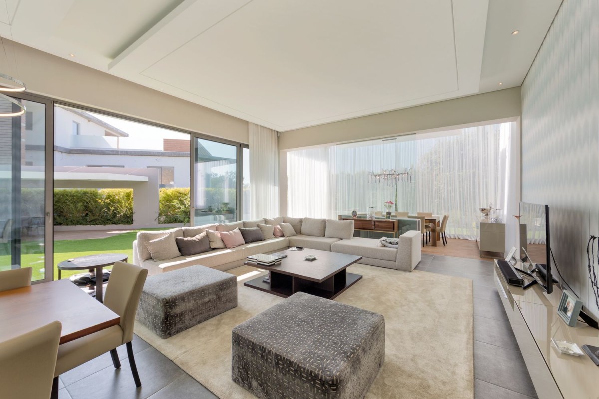 The living room opens directly onto the garden