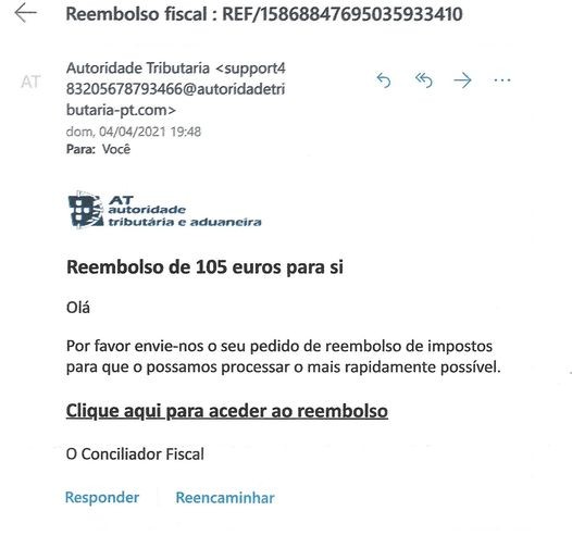 Reembolso do IRS: há um email falso a ser enviado aos contribuintes, alerta o Fisco