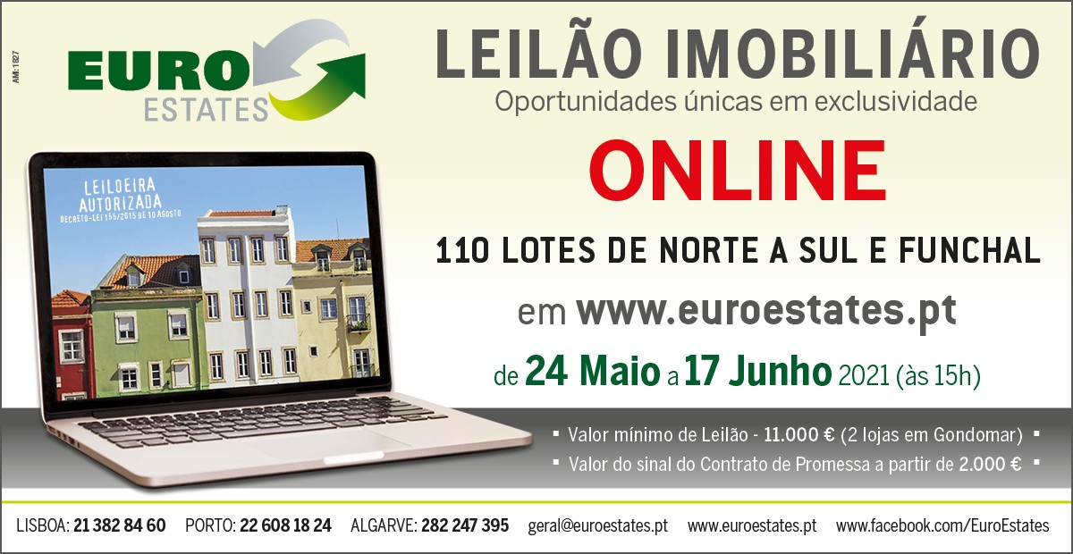EuroEstates realiza mais um grande leilão online com imóveis de bancos – até 17 de junho