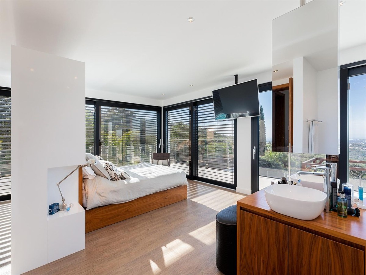 The master en-suite enjoys some of the best views in the villa