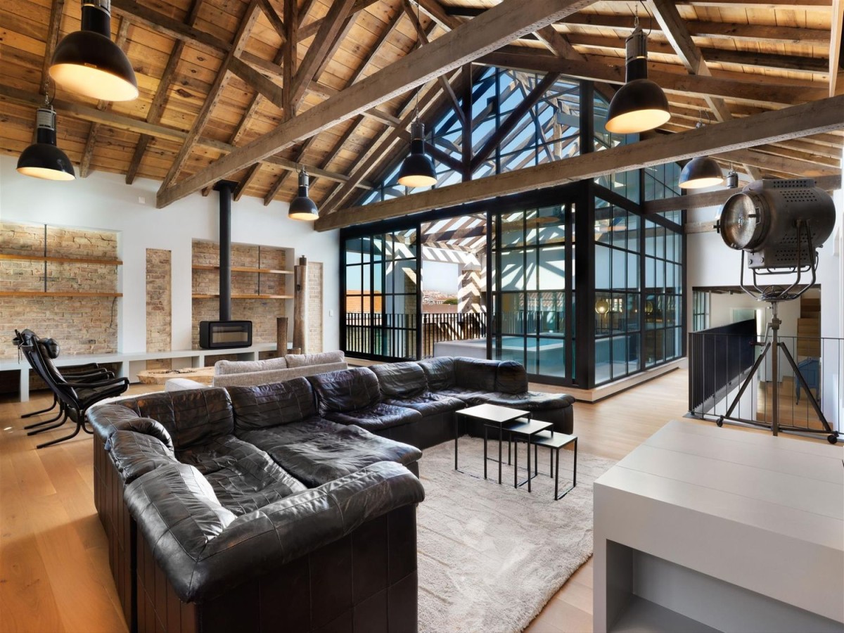 The spacious loft-style living area