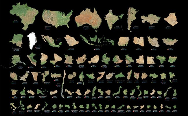 Qual é dimensão real de todos os países do mundo?