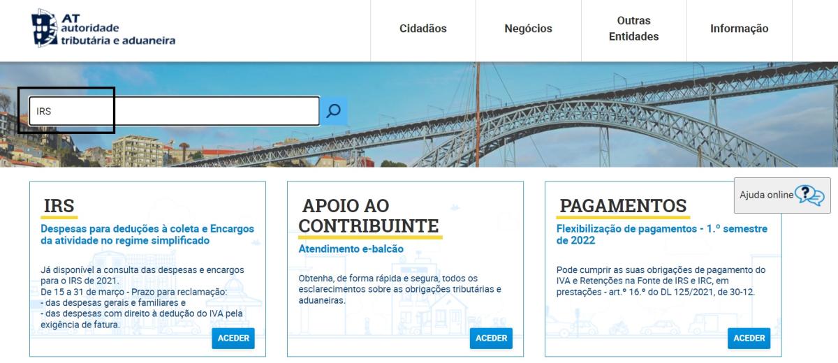 Obter a nota de liquidação IRS 