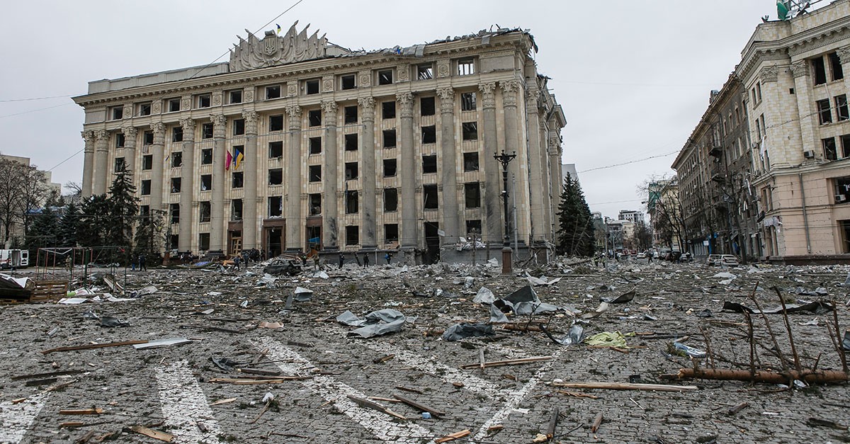 Edifícios destruídos na Ucrânia