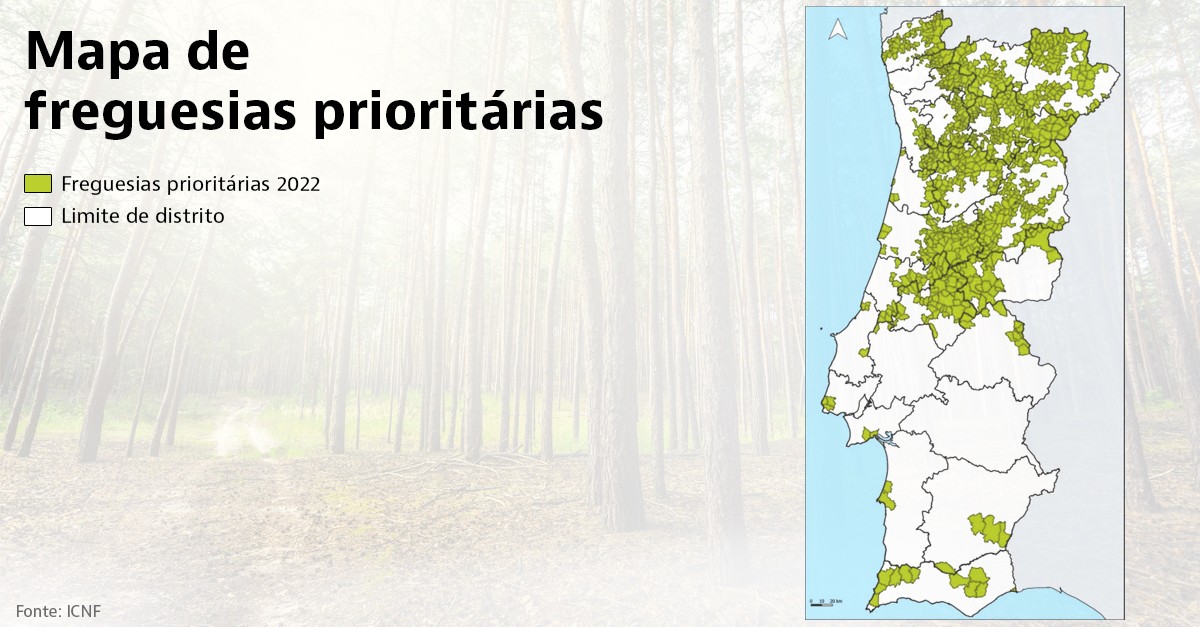 mapa de freguesias onde limpeza de terrenos é prioritária