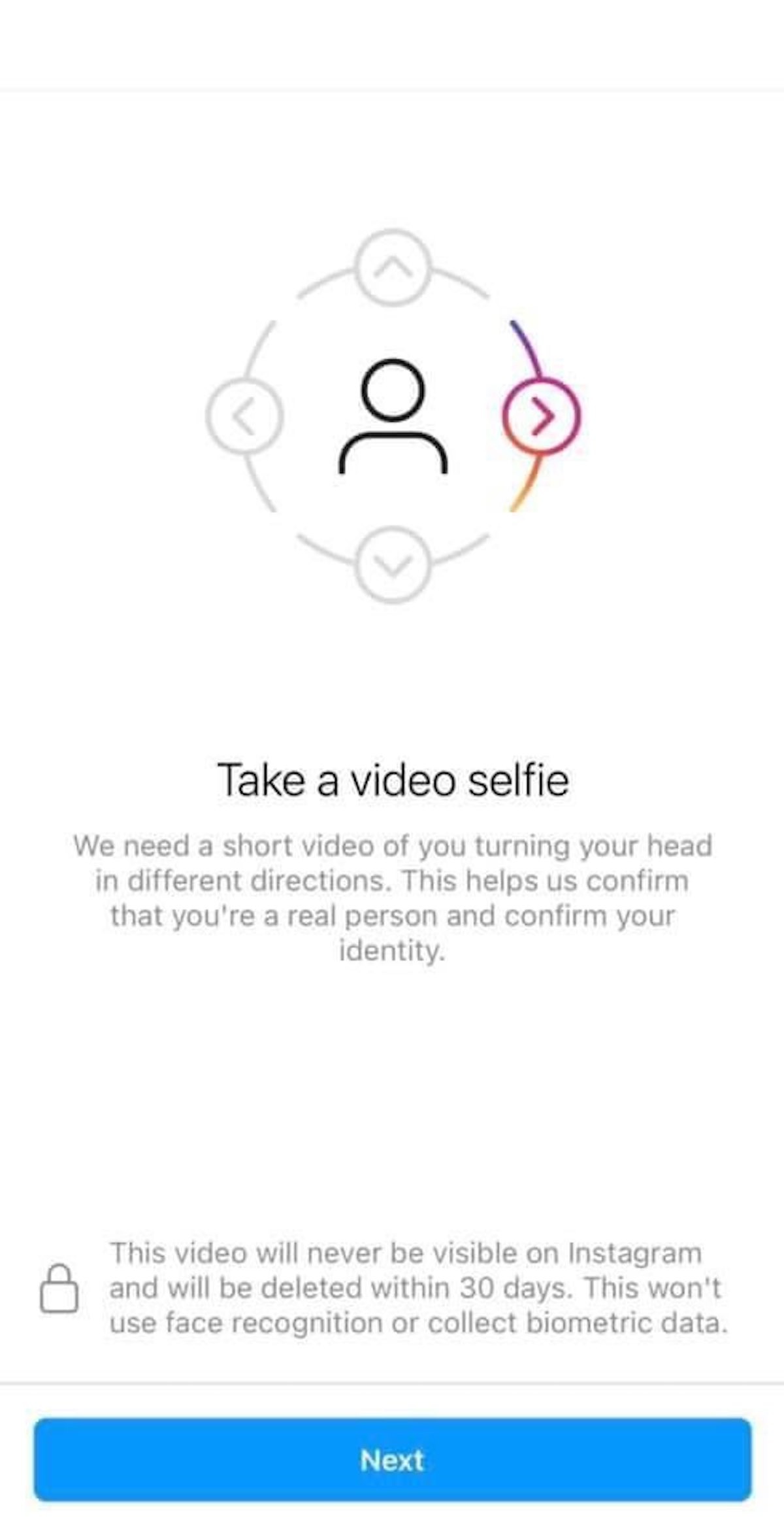 video selfie do Instagram