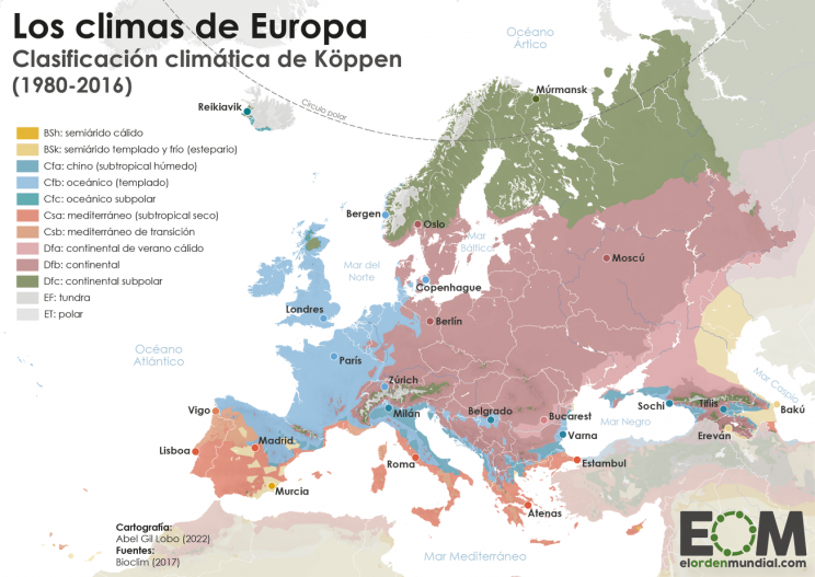 Tipos de clima em Portugal e na Europa