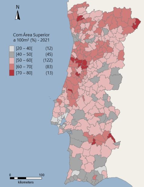 Maioria das casas em Portugal tem mais de 100 m2