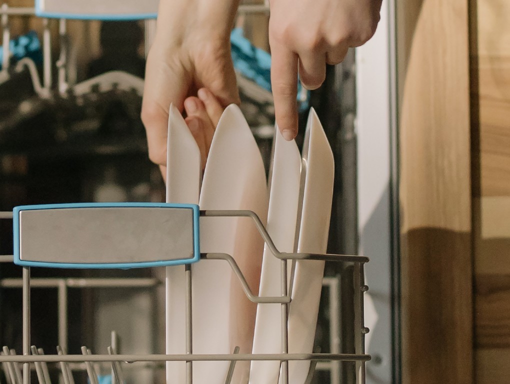 Pratos na máquina da loiça