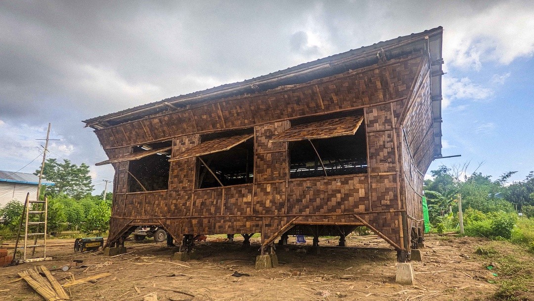 casa pré-fabricada de bambu