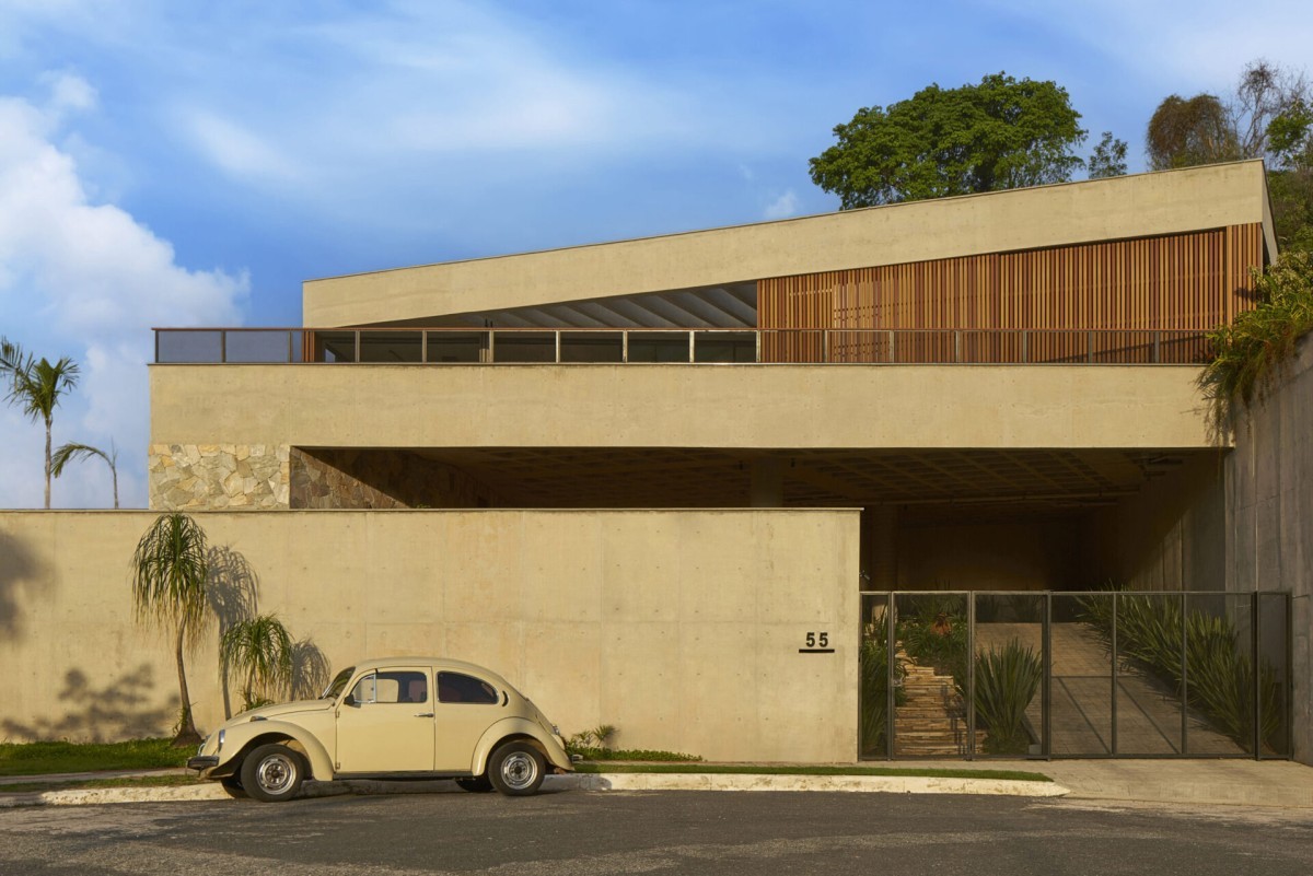 Uma espetacular casa de concreto com vista para a selva no Brasil