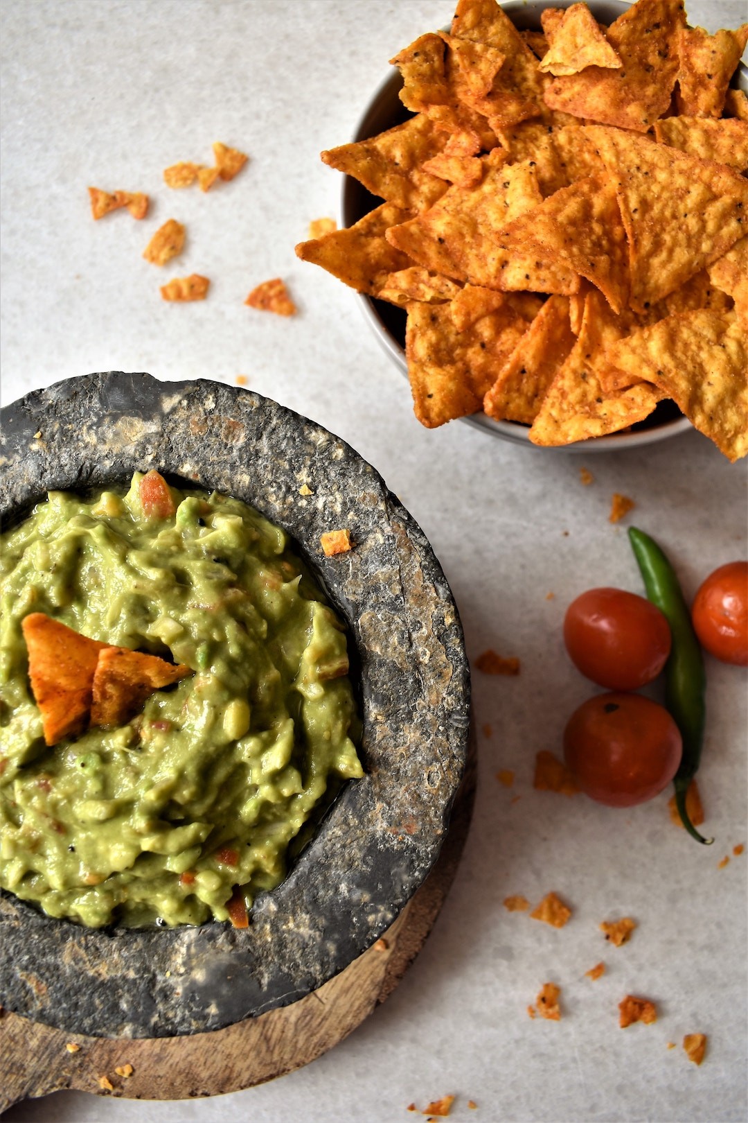tortilhas e guacamole