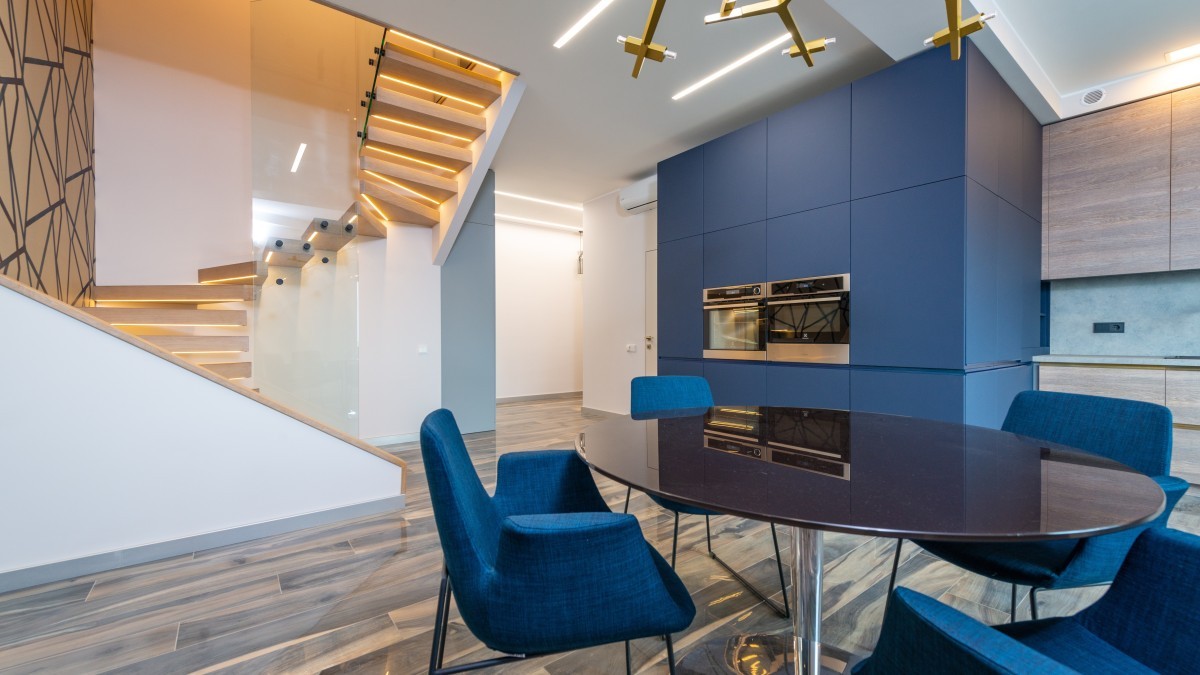 sala de jantar e cozinha open space