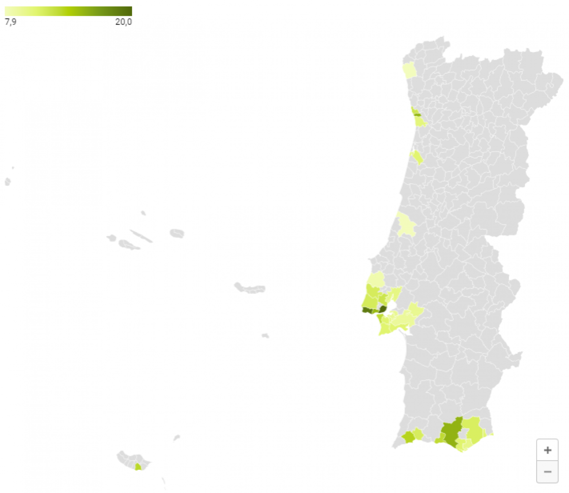 Rental prices in euros/m2 - 2Q 2023 data - Variations between 2Q2023 and 2Q2022