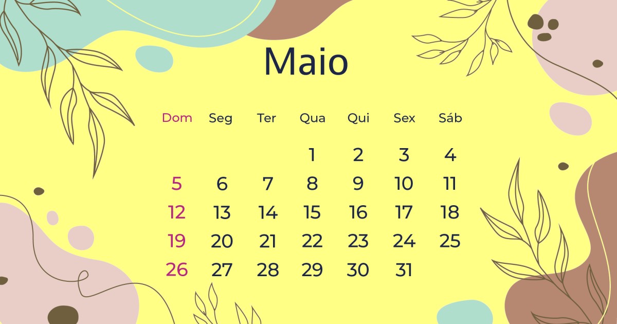 Calendário de maio