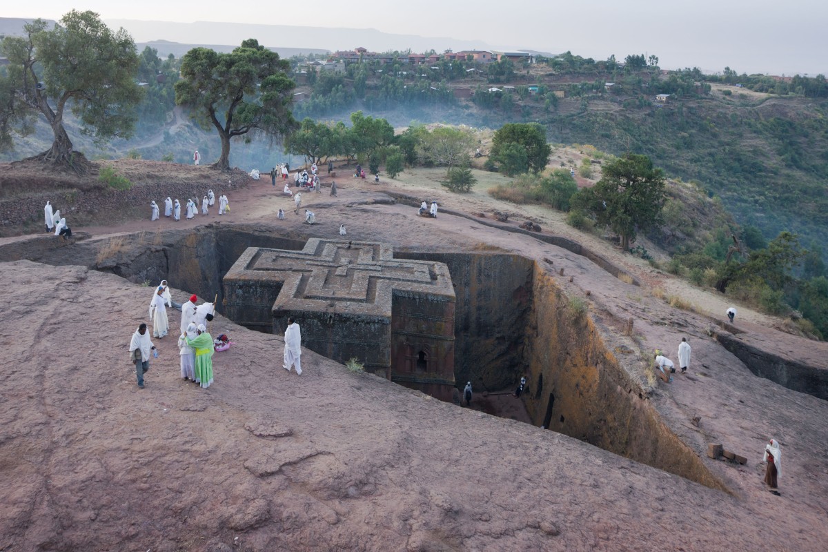 Biete Ghiorgis, iglesia excavada en la roca, Lalibela, Etiopía, 2012. 