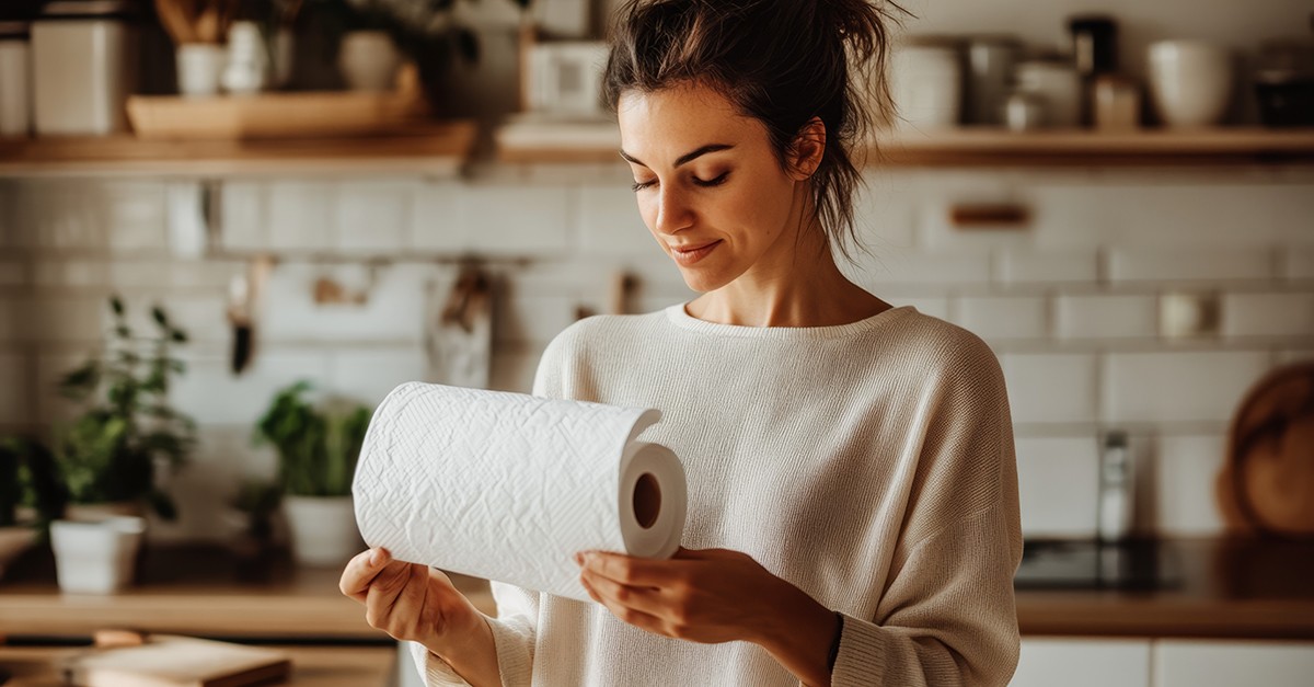 papel de cozinha sujo