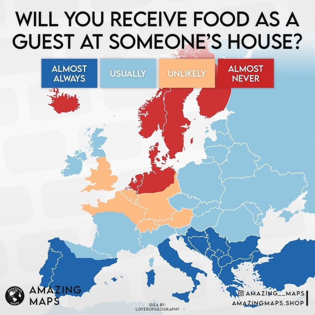 Que países oferecem comida aos convidados?