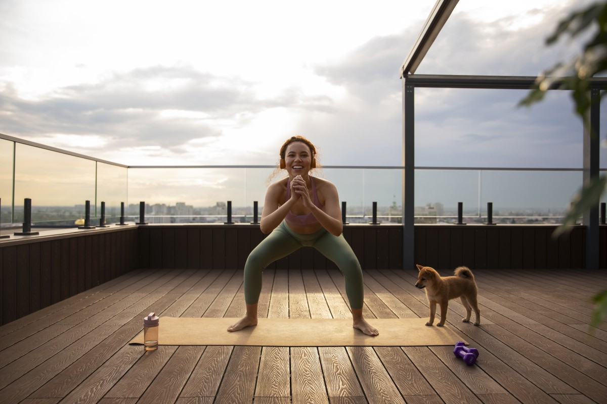 Chão flutuante no terraço
