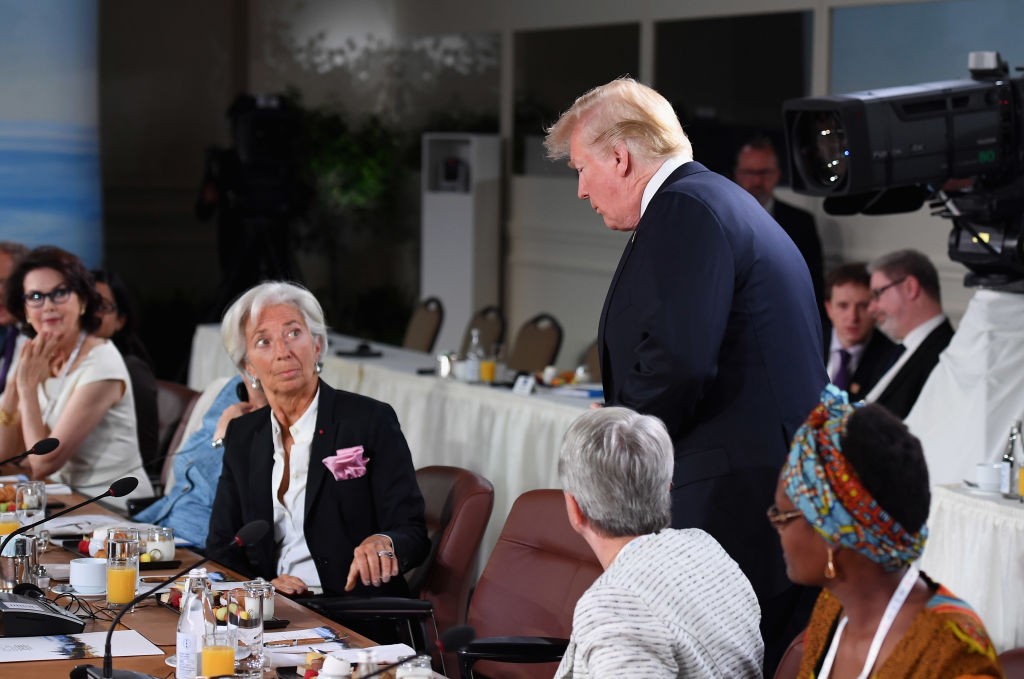 Christine Lagarde, presidente do BCE, e Donald Trump, Presidente dos EUA Guerra comercial dos EUA