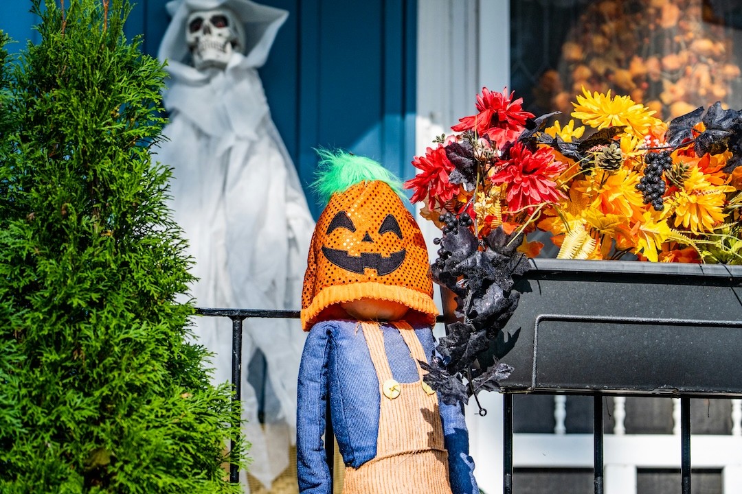 decoração de exterior para o Halloween