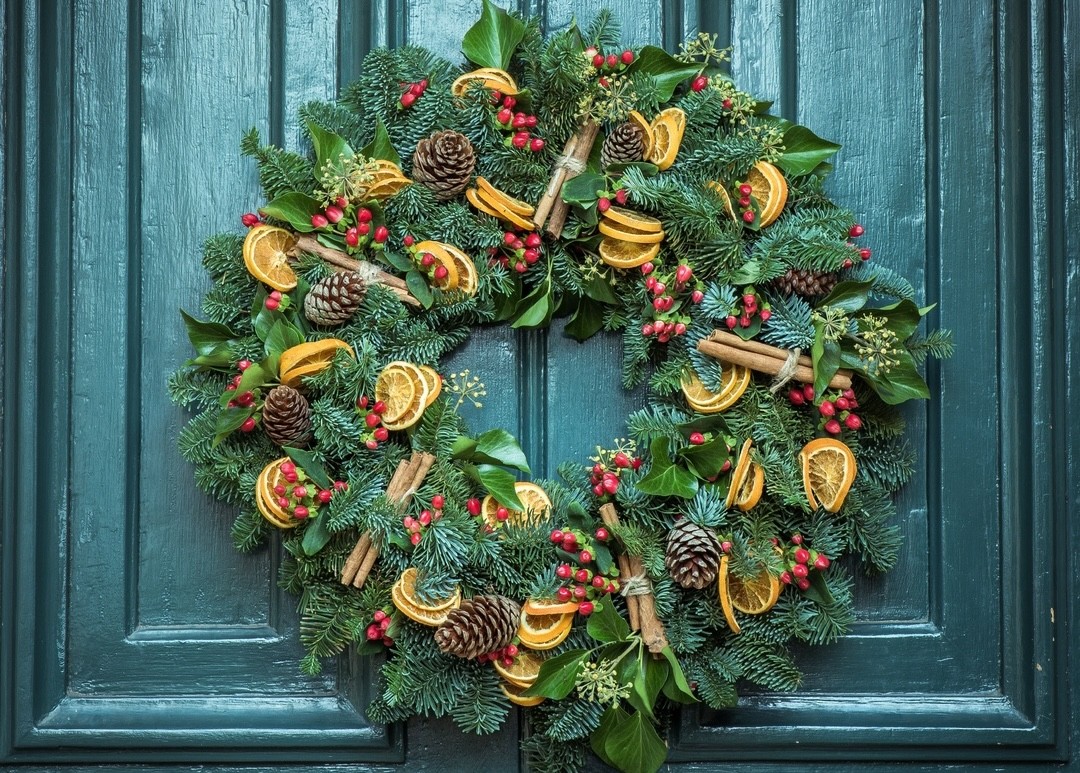 grinalda de Natal na porta