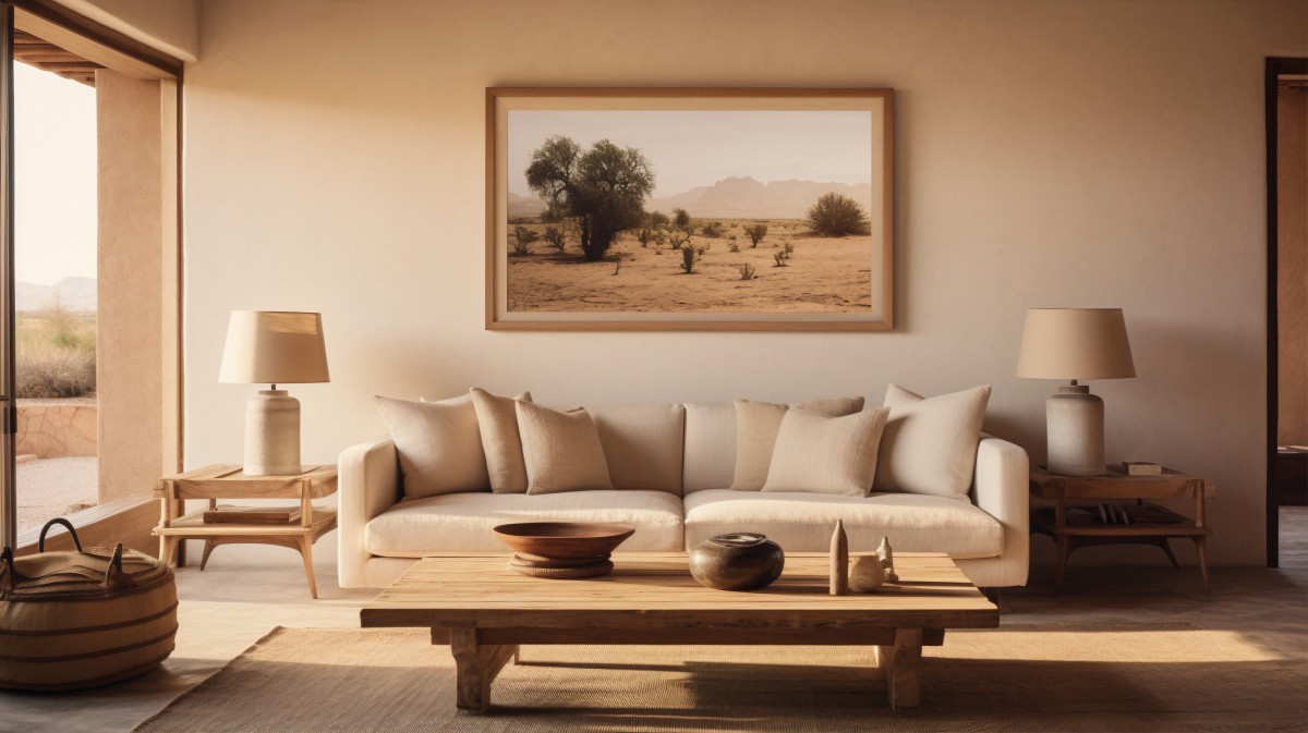 Sala em tons neutros gerado por IA