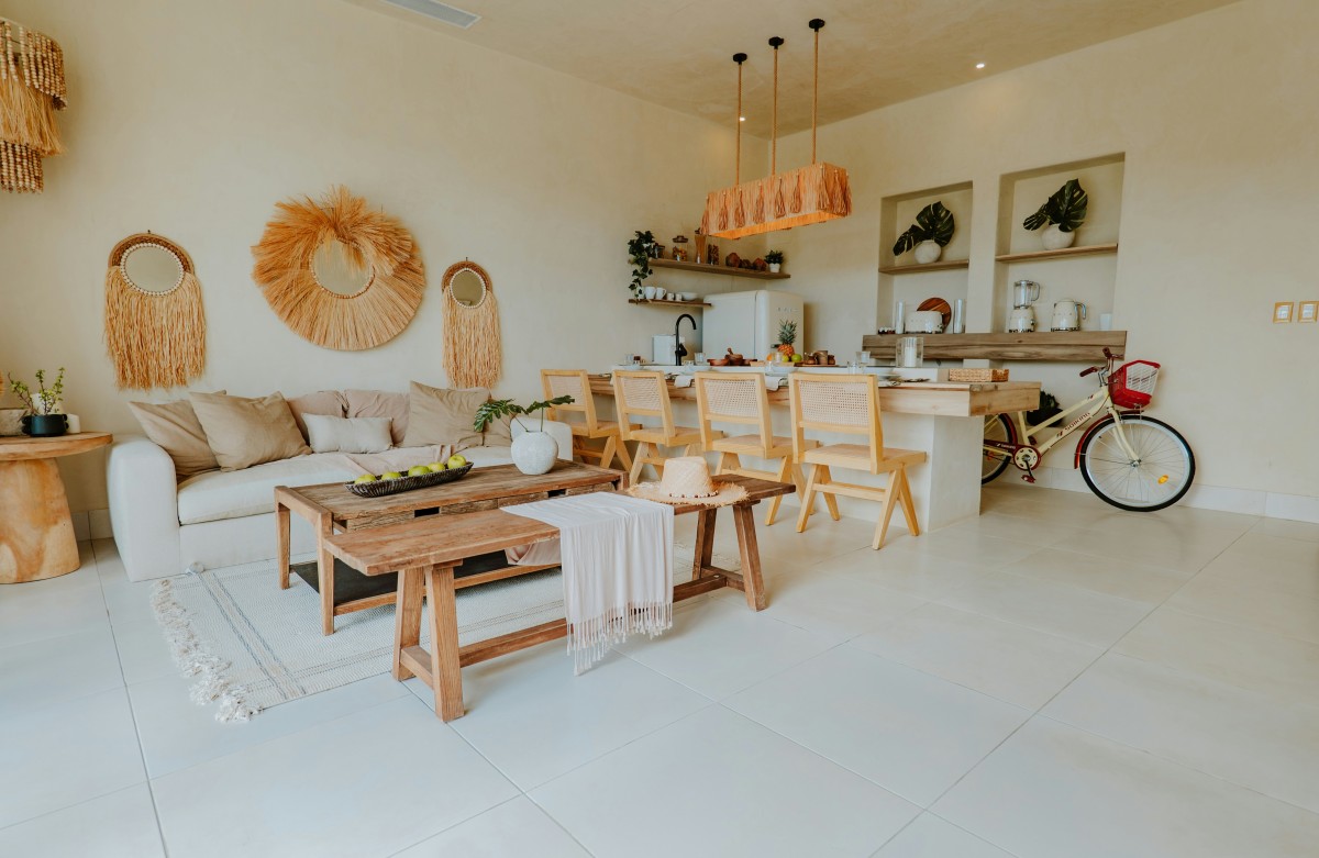 sala em tons de areia