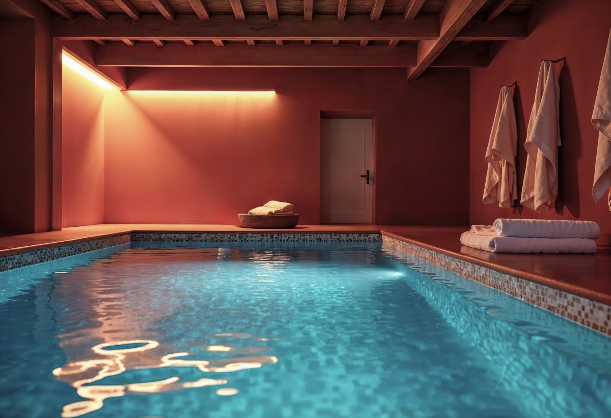 Piscina interior com spa